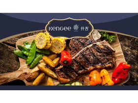 Изысканный фиолетовый шаблон западной еды для гурманов PPT