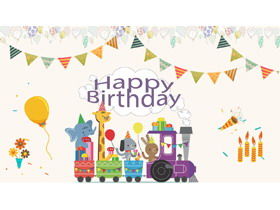 Nette Karikaturkleintierhintergrundgeburtstagsfeier PPT-Schablone