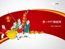 Latar belakang boneka lucu Festival Musim Semi, unduhan template PPT