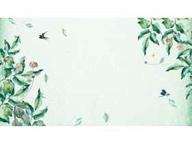 Зеленое растение лист фон весна PPT фоновое изображение