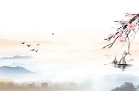 Immagine di sfondo PPT paesaggio inchiostro