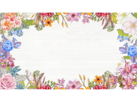 6 ลายไม้ที่สวยงามและดอกไม้สีน้ำภาพพื้นหลัง PPT