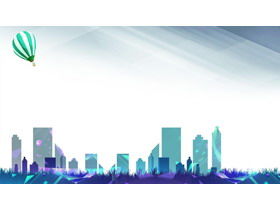 Immagine di sfondo PPT della siluetta della città della mongolfiera