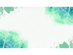 Image d'arrière-plan PPT d'arbres aquarelle verte