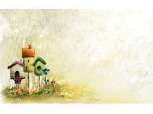 Cztery słodkie kreskówki PPT zdjęcia tła