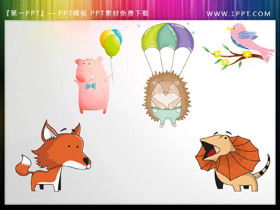 Kreskówka świnia jeż dinozaur ptak PPT materiał