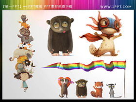 Kreskówka mały lis leniwiec szop pracz skunk materiał PPT