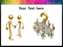 Villano de metal 3d dándose la mano y cumpliendo con material de viñeta PPT