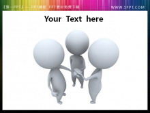 三個白人小人握手PPT素材下載