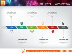 Colorează șase cronologie PPT pentru elementul de date