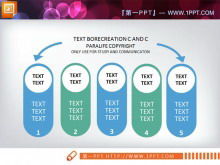 5つの並べたスライドチャートテンプレート