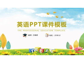 Plantilla PPT de clase de enseñanza y habla de inglés de dibujos animados en color