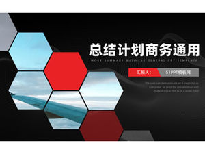 Altıgen geometrik stil kırmızı ve siyah klasik iş özeti planı ppt şablonu