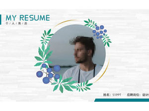 Bitki çelengi taze edebi özgeçmiş ppt şablonu