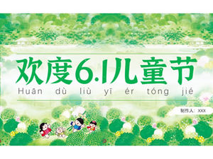 Desen animat drăguț care sărbătorește șablonul ppt de 6,1 zile ale copiilor