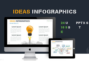 สีสันสไตล์ยุโรปและอเมริกาหลอดไฟสมองสร้างสรรค์ ppt infographic
