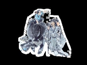 Pasterz na krowim grzbiecie pokazujący drogę do starca Obraz z festiwalu Ching Ming (3 zdjęcia)