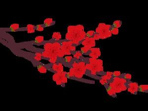 Iarna prune floare de piersici bujor bujori stil cerneală chineză ramură floare material png gratuit imagine