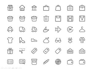 マルチシーンアプリケーションに適した19ページのモノクロ線形pptアイコン素材