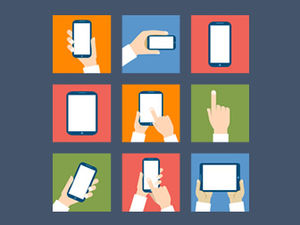 عقد الهاتف المحمول لوحة اللمس مظاهرة مادة PPT