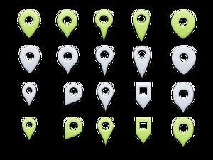 Kartenkoordinaten-Label-PNG-Symbol 12 Farbsätze