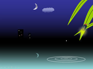 Raindrops and ripples, floating clouds and walking on the moon, sparkling fireflies-quiet night after the rain ppt template