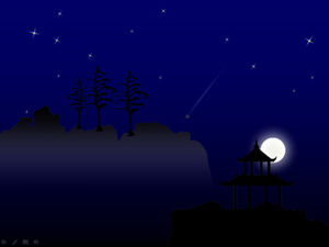 Shooting stars across the night sky, bright starry sky, romantic moonlight ppt template