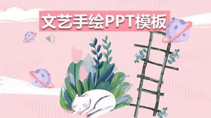 Rosa literarische handbemalte Vorlage für Englischunterricht ppt-Kursunterlagen