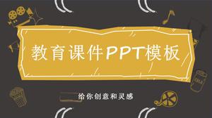 Educație cu desene animate din aur negru predând șablonul general ppt