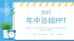 Blue simple mid-year work summary general ppt template