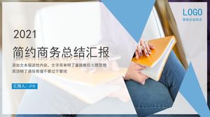 Einfache ppt-Vorlage für einen Arbeitszusammenfassungsbericht im Geschäftsstil