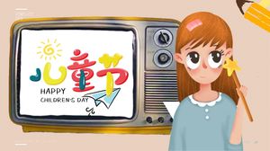 Modelo de ppt de reunião de classe de tema do dia das crianças dos desenhos animados