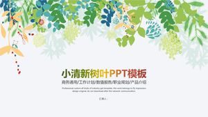 Küçük taze yapraklar arka plan çalışma planı ppt şablonu