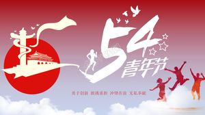 Modello ppt rosso e blu a contrasto in stile retrò rosso per la Giornata della Gioventù del 4 maggio