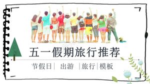 Plantilla ppt universal recomendada feliz de viaje de vacaciones del Primero de Mayo de estilo simple