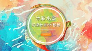 Watercolor ink style education talk lesson ppt template