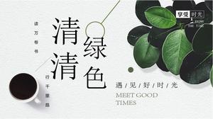 Zielony liść czytanie szablonu raportu ppt