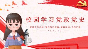 Kartun pesta sejarah pesta kampus gaya merah sederhana dan template ppt pembelajaran pemerintah