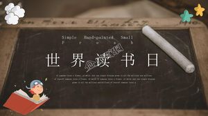 Kreskówka tablica wiatr 2 kwietnia Światowy Dzień Książki szablon ppt