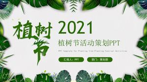 Modelo de plano de planejamento de folha verde do Dia da Árvore