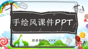 Cartoon hand drawn style teaching and speaking lesson ppt courseware template