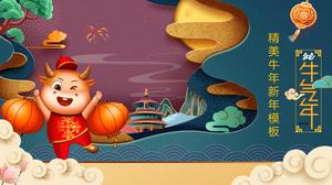 Chiński styl uparty noworoczny szablon PPT