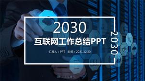 Modelo de ppt de resumo de trabalho de fim de ano para estilo de tecnologia de Internet