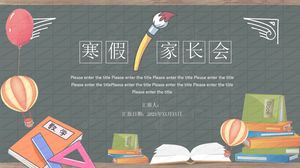 Cartoon Wind Winterurlaub Elterntreffen Bildung Unterricht allgemeine ppt-Vorlage