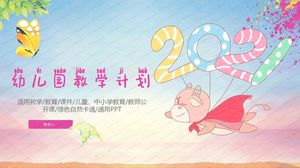 2021 çizgi film renk gradyan anaokulu öğretim planı ppt şablonu