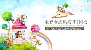 Suluboya karikatür çocuk eğitim yazılımı ppt şablonu