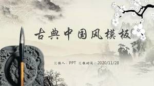 Template ppt antik bunga peri tinta air