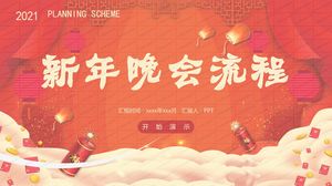 2021 rot festliches Jahrestreffen Planungsplan Neujahrsfeierprozess ppt-Vorlage
