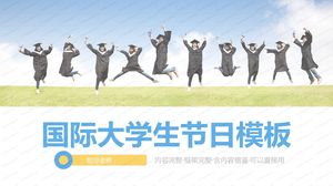 เทมเพลต ppt สากลสำหรับวันนักศึกษามหาวิทยาลัยนานาชาติสีน้ำเงินรัดกุม