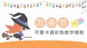 Modelo de ppt de ensino de educação de Halloween com cor de desenho animado